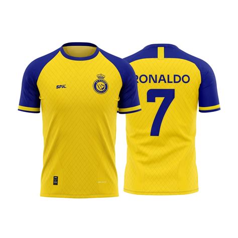 Camisa Al Nassr Cristiano Ronaldo Home 22 23 Masculina Amarela Azul