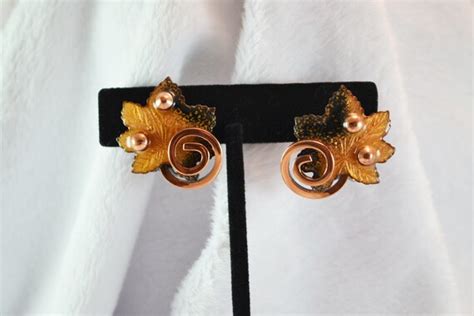 S Matisse Copper And Enamel Clip On Earrings Mode Gem