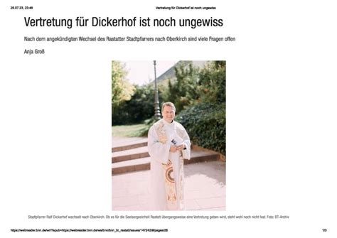 Aus Der Presse Vom Vertretung F R Dickerhof Ist Noch