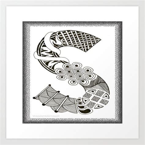 Zentangle S Monogram Alphabet Initials Art Print By Vermont Greetings