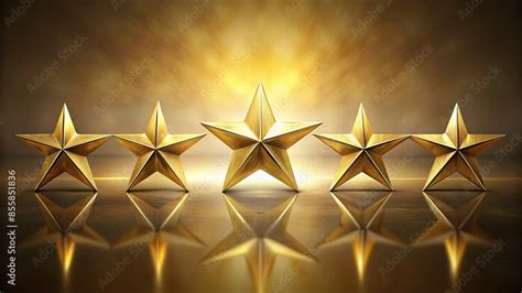 Elegant Five Gold Stars On Background Elegant Five Gold Stars