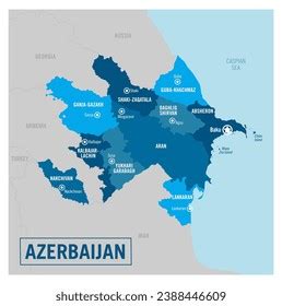 Azerbaijan Country Political Map Detailed Vector Stock Vector Royalty