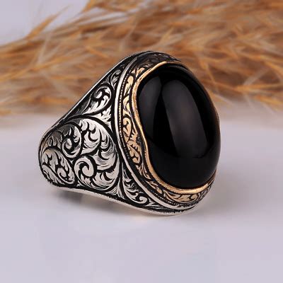 Sterlingsilber Handmade Herren Schwarzer Onyx Edelstein Ring Ebay