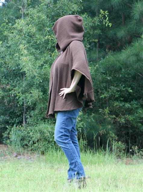 Dark Brown Cotton Monks Cloth Hooded Cape Or Poncho The Etsy Hooded