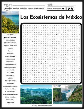 Los Ecosistemas De M Xico Sopa De Letras By Word Searches To Print