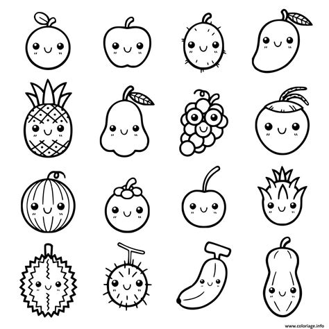 Coloriage Fruits Cute Mignon Dessin Fruits Imprimer