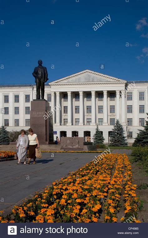 Russia - Pskov. The monument to Lenin (Vladimir Ilyich Ulyanov) in the ...