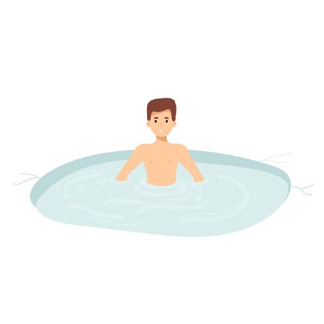 male Character Swimming in Ice. Healthy lifestyle challenge, sport ...