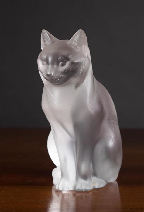 Lot French Lalique Frosted Glass Cat