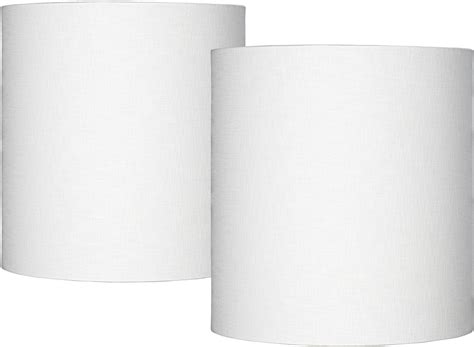 Set Of 2 Softback Drum Print Lamp Shades White Gray Floral Medium 13 Top X 14 Bottom X 10