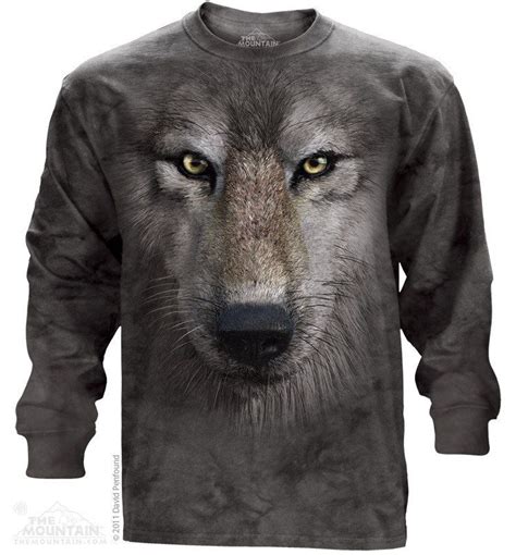 Wolf Face Long Sleeved Tee Wolf Face Wolf T Shirt Animal Tshirt