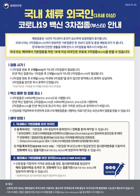 참여마당 국내 체류 외국인 코로나19 백신 3차접종 안내 상세화면 인제군 보건소 참여마당