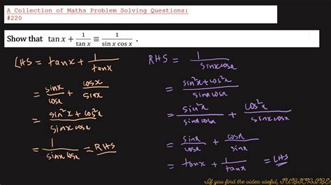 A Collection Of Maths Problem Solving Questions 220 Trigonometric