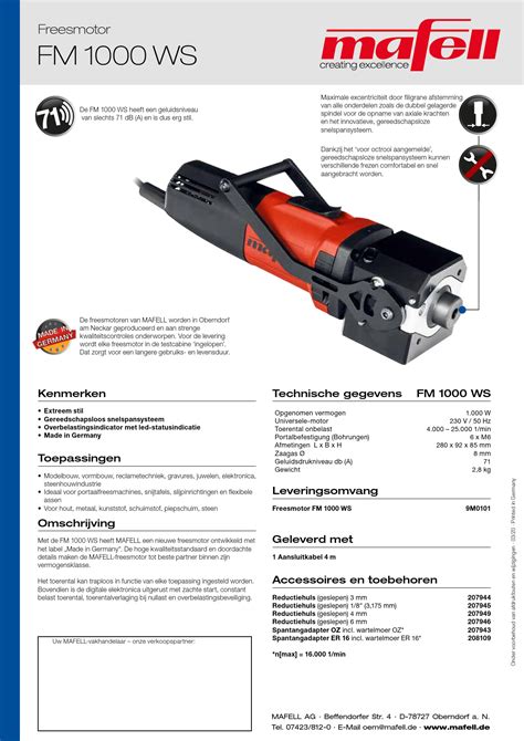 Mafell Fm 1000 Milling Motor User Manual