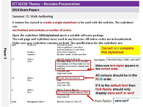 Ict Igcse Theory Revision Presentation Exam Papers