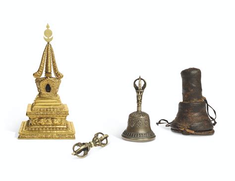 A Group Of Three Metalwork Buddhist Ritual Items Tibet 19th 20th