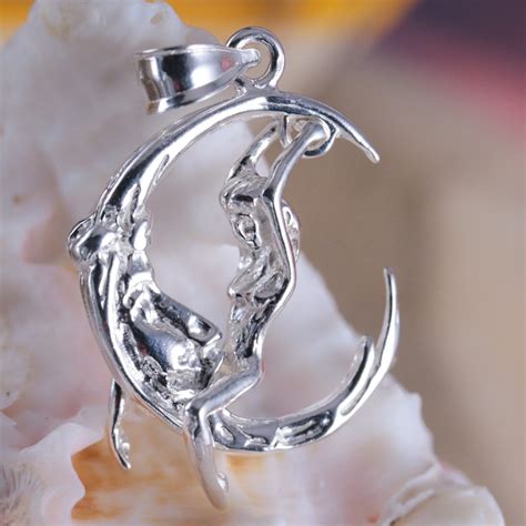 Silver Moon Charm 1 Tall Sterling Sexy Movable Girl Moon Rider