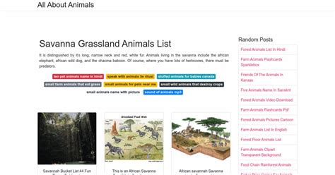 Savanna Grassland Animals List