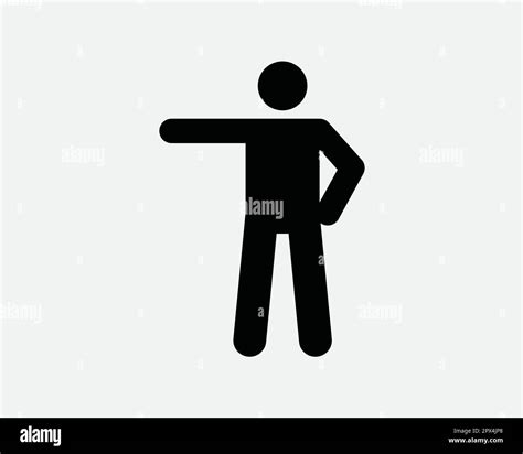 Man Pointing Left Icon Stick Figure Point Action Direction Navigation