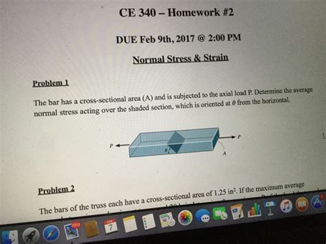 Solved The Bar Has A Cross Sectional Area A And Is Chegg