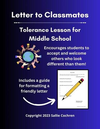 Letter To Classmates Tolerance Writing Assignment For Middle School