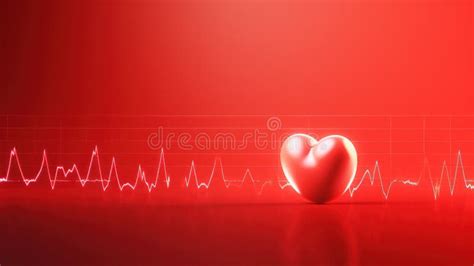 Red Heart On Electrocardiogram Ecg With Red Heart Heart Wave Heart