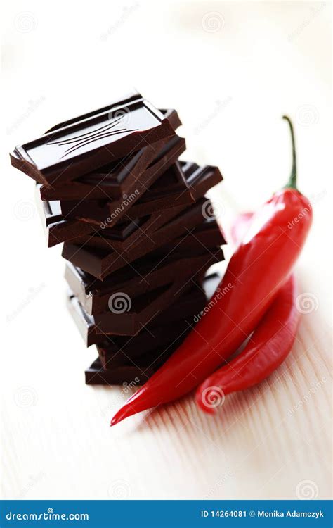 Dark Chocolate With Chilli Pepper Stock Image Image Of Cocoa Sweet