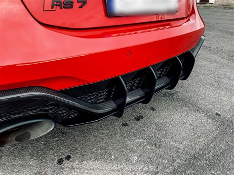 Performance Rear Bumper Diffuser Addon With Ribs Fins For Audi Rs C