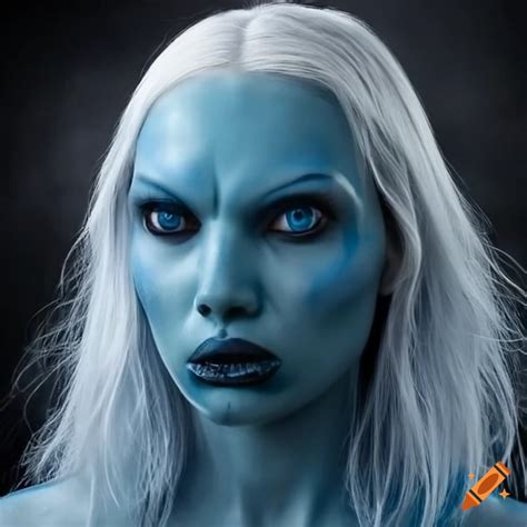 Image Of A White Haired Blue Skinned Alien Woman On Craiyon