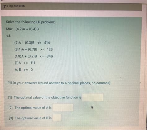 Solved P Flag Question Solve The Following Lp Problem Max