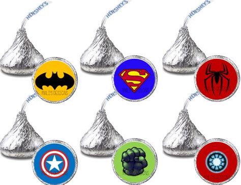 Printable Super Hero Marvel Dc Logos Hershey Kiss Birthday Labels