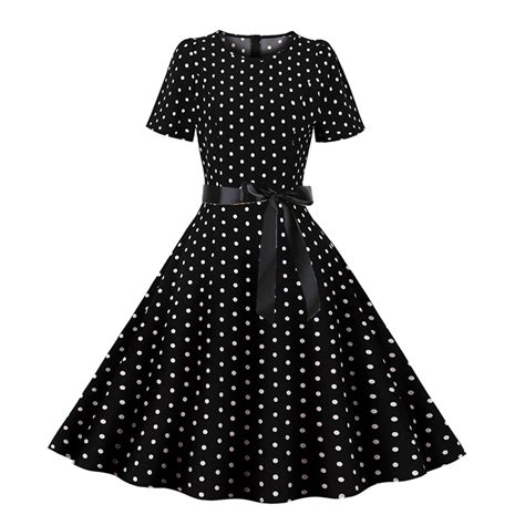 Hfyihgf Women S Vintage Cocktail Dress S Retro Short Sleeve Polka