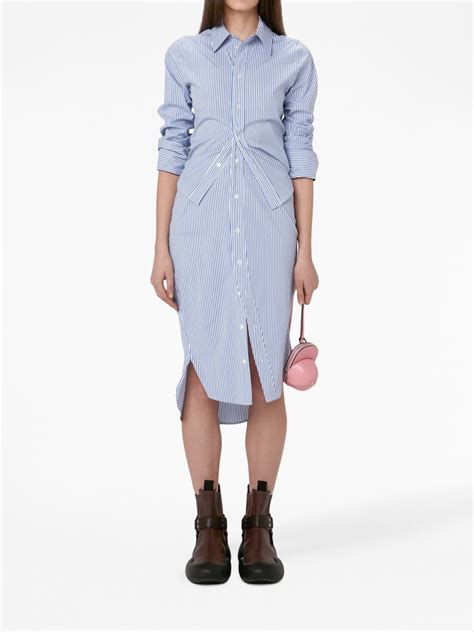 JW Anderson Stripe Pattern Layered Shirtdress Blue FARFETCH AU