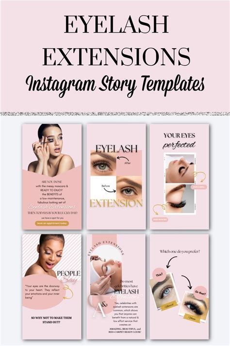 Editable Eyelash Extensions Instagram Story Templates Beauty Salon Ig