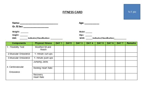 Mapeh Homepage Physical Fitness Card Physical Fitness Test