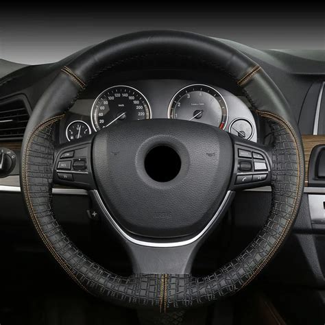 New Arrival Diy Hand Sewing Genuine Leather Steering Wheel Cover Soft