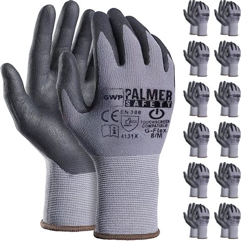 ATERET 12 Pairs Small Safety Work Gloves I Microfoam Nylon Nitrile