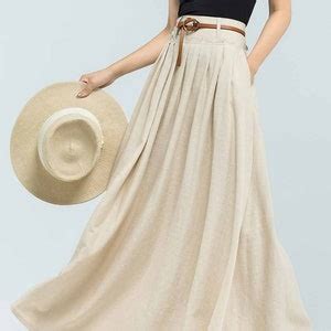 Swing Long Linen Maxi Skirt For Women Navy Blue Walking Etsy