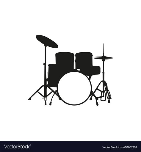 Silhouette drum set Royalty Free Vector Image - VectorStock