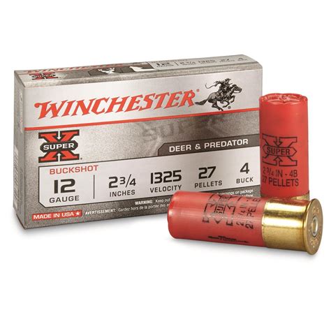 Winchester Super X Buckshot 12 Gauge Xb124 2 34 4 Buck 27 Pellets