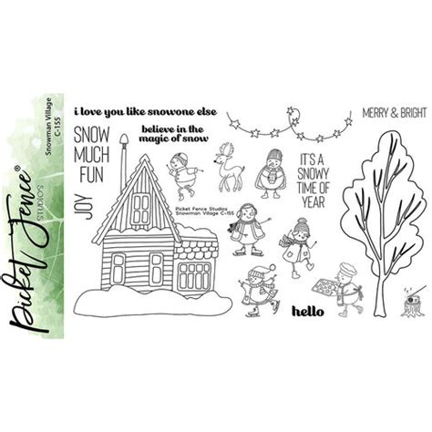 Picket Fence Studios Clear Photopolymer Stamps Snowman Village