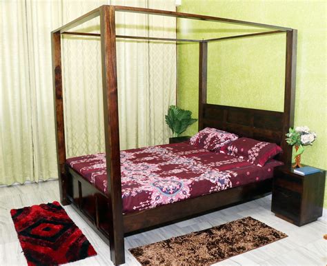 Buy Ganpati Arts Solid Sheesham Wood Akon Queen Size Double Bed For