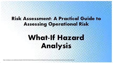 Osh The Journey Ucmo Risk Assessment A Practical Guide To Assessing Operational Risk What If