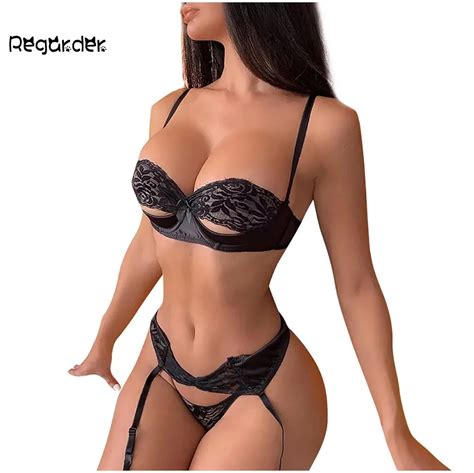 Mujeres Sexy Transparentes De Encaje Ropa Interior Sujetador