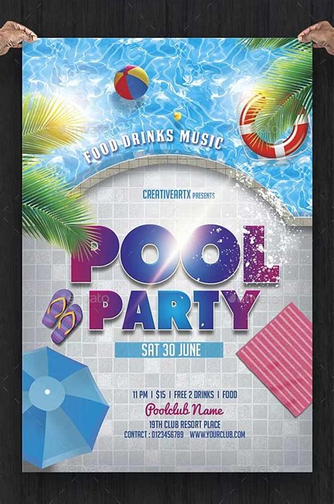 Pool Party Flyers Free Printable FREE Printable Hub