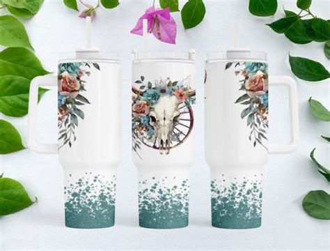 D Flowers Oz Quencher Tumbler Wraps Graphic By Justcatzey Creative