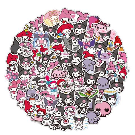 ி 100pcs【kuromi And Melody Graffiti Sticker】 M Waterproof Skateboard