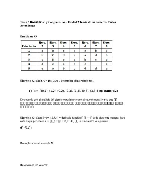 Tarea 3 Divisibilidad y Congruencias Unidad 2 Teoría de los números