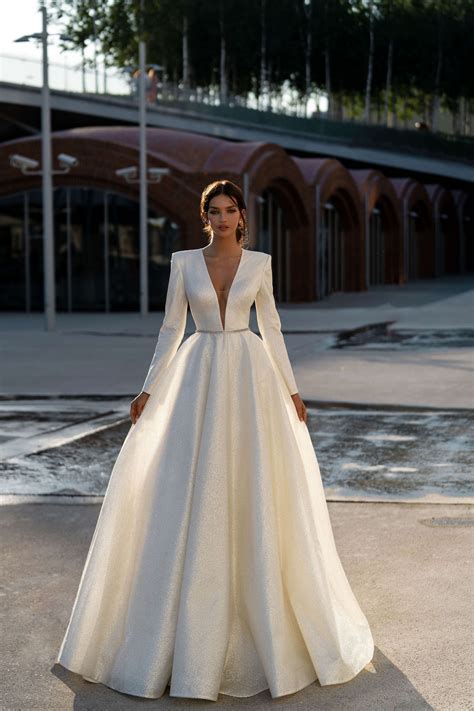 Sparkle In A Line Wedding Dress With Long Sleeves Sonesta Ima Stylish