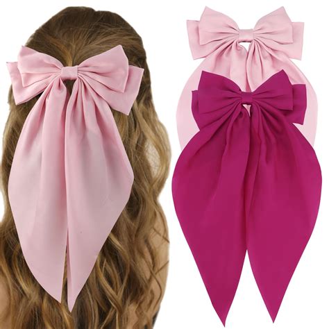 Amazon Atoden Silky Satin Pink Hair Bows Pcs Big Hair Bows For